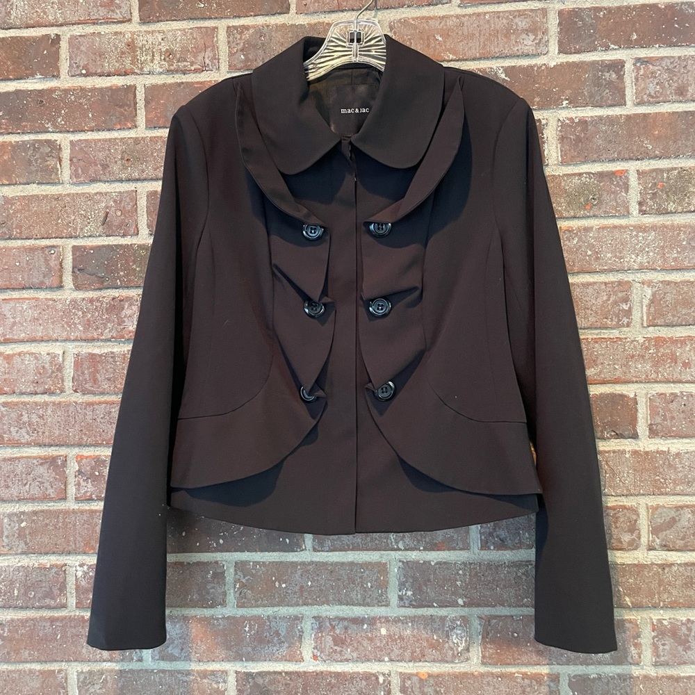 Mac & Jac Black Ruffle Jacket Size Medium